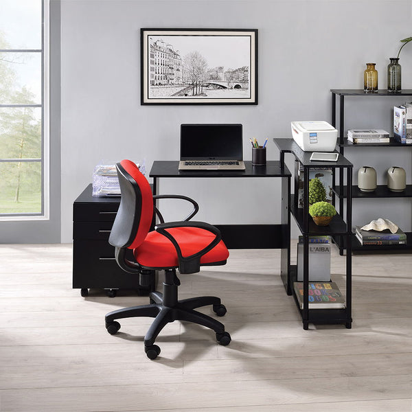  providing two open storage compartments for book or file organization. An elegant all wood des
