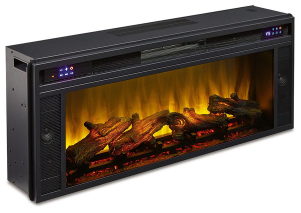Bring a touch of warmth and beautiful ambiance to your living room with this wide fireplace insert. Available as an addition on select TV stands and entertainment centers, it can easily replace a lower shelf in your entertainment center. With the touch of