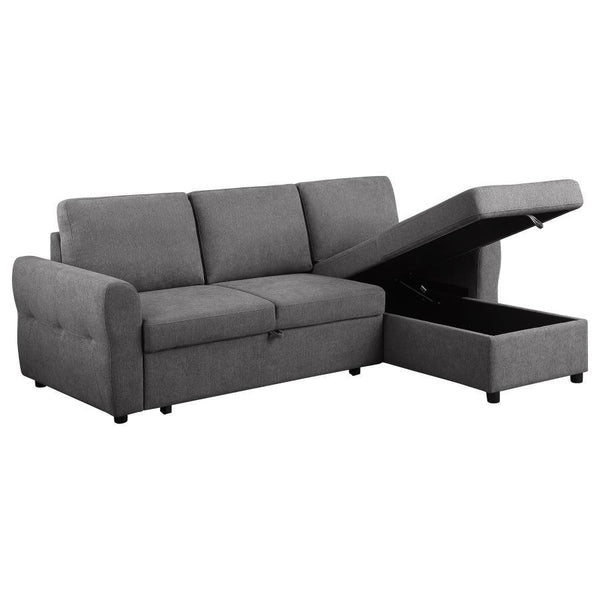 Samantha - Upholstered Storage Sleeper Sectional Sofa - Gray