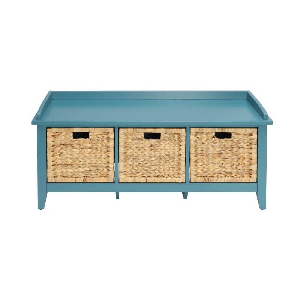 Keep your entryway fresh and organized with this lovely Flavius storage bench, featuring three spacious brown rattan baskets like drawers. The low-profile design, and crisp finish make for charming windowsill seating. This bench is also perfectly suited t