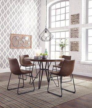 Mid-century inspired design using Mindi veneers, engineered board and hardwood solids. Table tops are made with Mindi veneer with a casual warm brown finish paired with metal base in a brushed dark bronze color finish that has a warm color quality. Angled