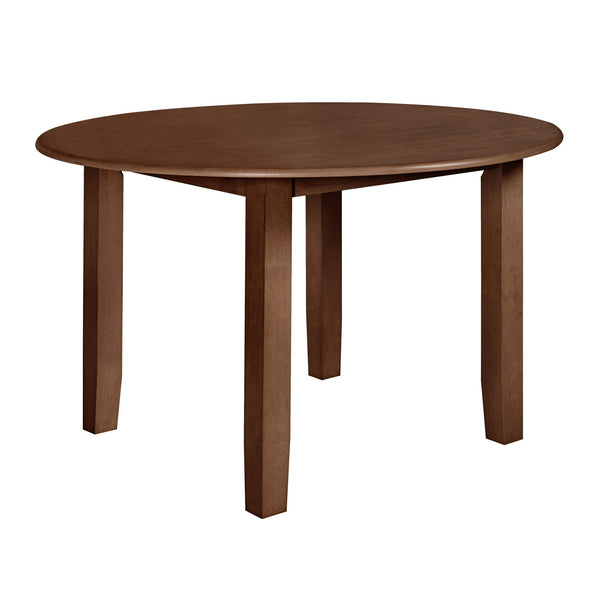 Discover the Pascal Wood Round Dining Table in warm Walnut Brown, a refined and versatile addition to any dining area. Crafted from a durable combination of solid Rubberwood and manufactured woods, this table promises long-lasting stability and strength. 