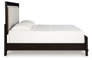 Neymorton - Dark Grayish Brown - California King Upholstered Panel Bed