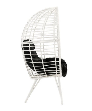  the teardrop patio chair provides an ideal place for relaxing your mind and body. The chair frame is made of white wicker that exudes a light and airy feel