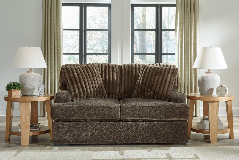 If youâ€™re looking for a blend of extraordinary comfort and contemporary style, this extra-roomy loveseat stacks up beautifully. Itâ€™s a modern yet ultra-soft lookâ€”made all the more appealing by plush textured and on-trend corduroy cushions that feel 