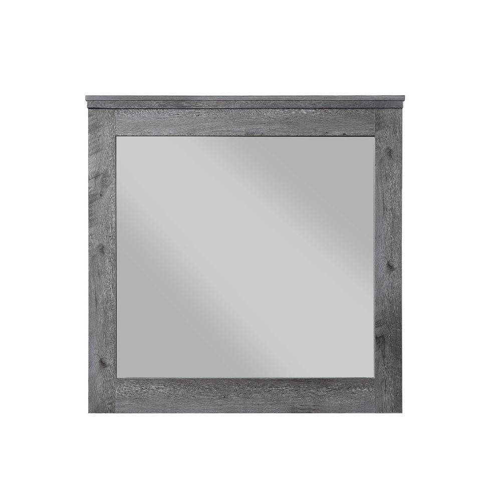 Mirror (3mm) Wooden Frame Shape: Square Orientation: Portrait/Landscape<br/><br/><b>Product Features</b><ul><li>Case: 1Pc/1Ctn</li><li>Finish: Rustic Gray Oak</li><li>Style: Rustic</li><li>Materials: Wood, Veneer, Composite Wood</li></ul><br/>