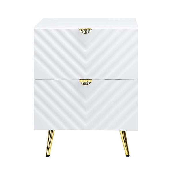 Gaines - Nightstand - White High Gloss Finish