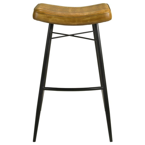 Bayu - Leather Upholstered Bar Stool (Set of 2) - Antique Camel