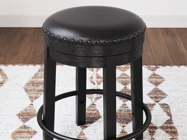 Valebeck - Black - Upholstered Swivel Stool