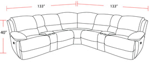 Gladiator - 7 Piece Modular Power Zero Gravity Reclining Sectional With Power Adjustable Headrests - Cobalt