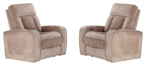 Spice up your movie nights with the Equinox Power Recliner. This power seat also features armrest storage and an independently operating power headrest for personalized comfort. Cool blue ambient floor light at the base, upholstered channels on the back a