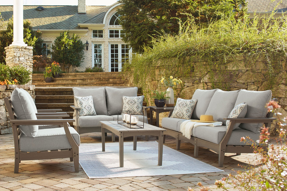 Textured gray finish. High performance Nuvella fabric. Loveseat and sofa includes 2 throw pillows. Assembly required. <h4><b>Visola - Gray - Sofa with Cushion</b></h4> <table width=-"100%-"><colgroup><col style=-"width: 30%