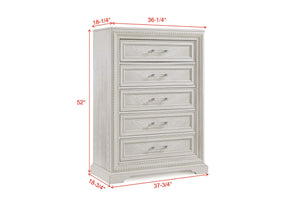  antique white finish that immediately brightens and opens up a room