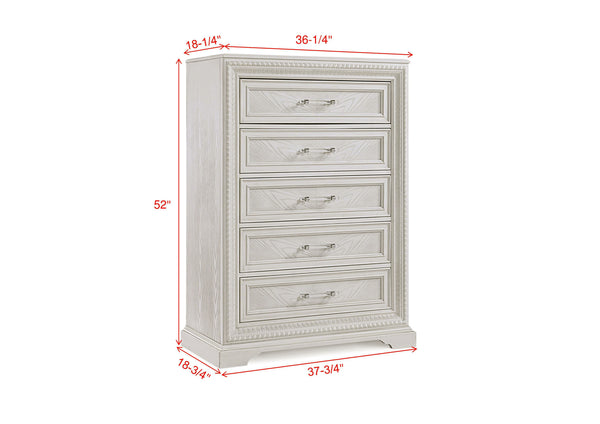  antique white finish that immediately brightens and opens up a room