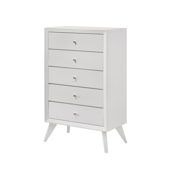 Minimalist and modern, the Cerys offers sleek clean lines for a contemporary take. The low-profile bed features a slatted headboard that makes the bed appear airy. Tying in the whole collection are the squared wooden tapered legs providing a stylish visua
