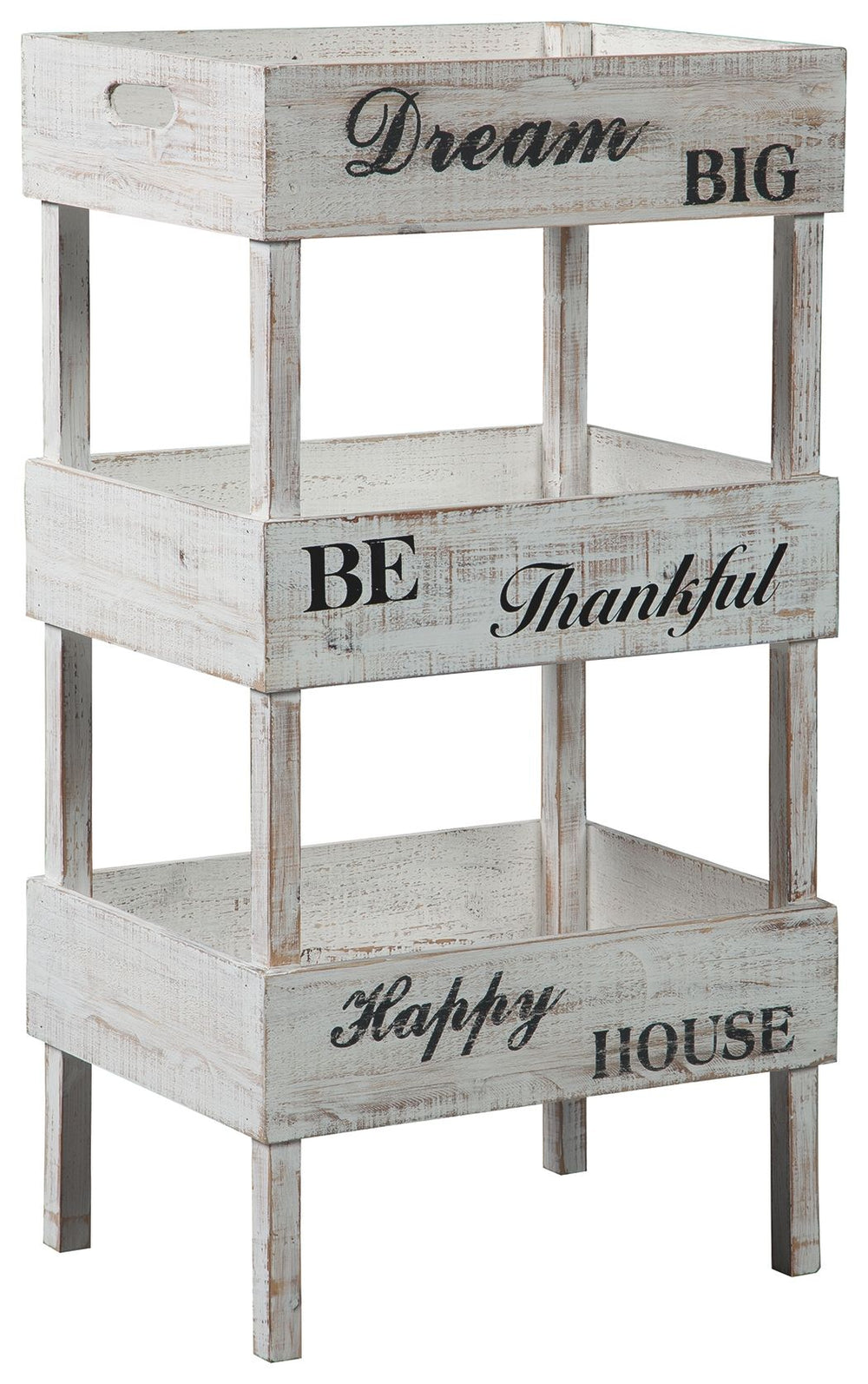 Whether your design sensibility is country cottage or modern farmhouse, this wood storage shelf is a trÃ¨s chic choice for the kitchen and beyond. A gently distressed finish gives the tray-style shelf that sense of yesteryear simplicity we all crave.<br><