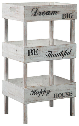 Whether your design sensibility is country cottage or modern farmhouse, this wood storage shelf is a trÃ¨s chic choice for the kitchen and beyond. A gently distressed finish gives the tray-style shelf that sense of yesteryear simplicity we all crave.<br><