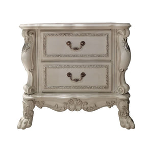  Dresden is donned in an amiable antique white finish with hand-applied burnish over the many layers of stains and finishes that are manually rubbed on