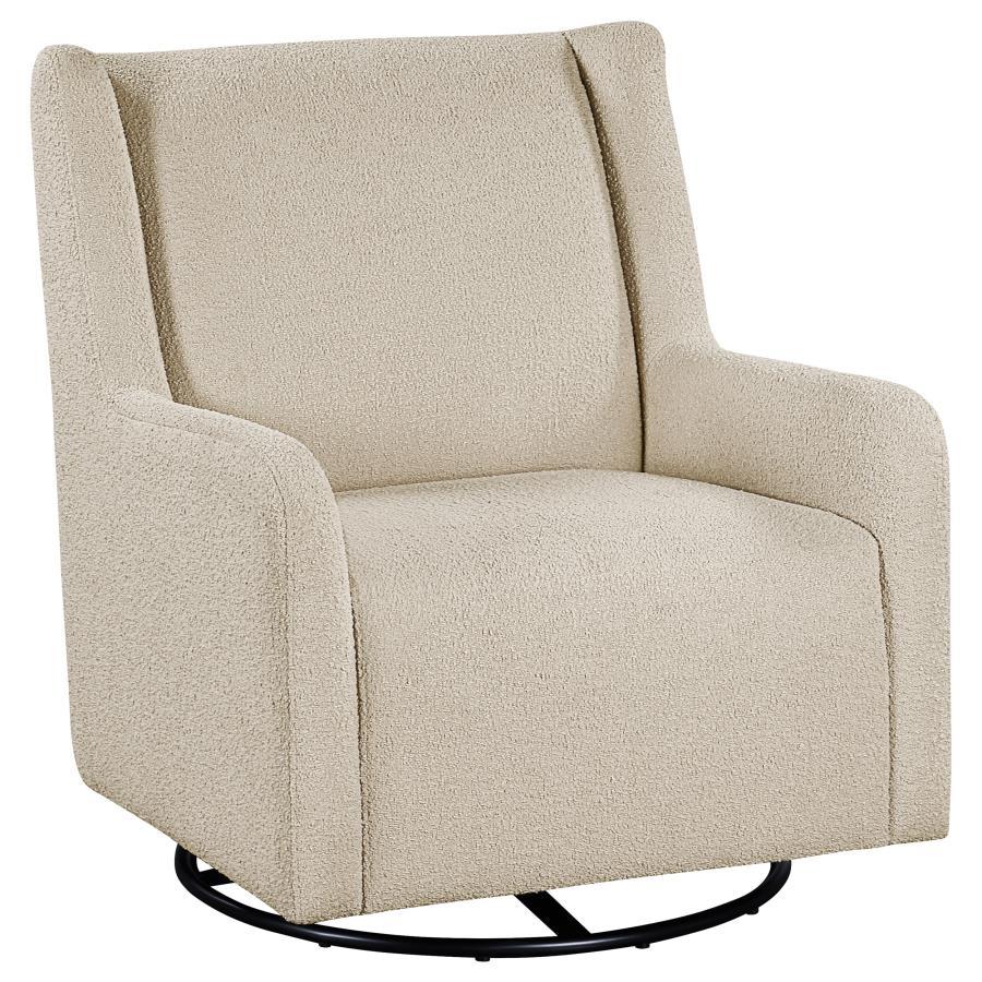 This swivel glider recliner accent chair embraces modern comfort with its trendy boucle fabric and smooth, 360-degree swivel base. Ideal as a nursery chair, it provides gentle gliding and reclining capabilities for soothing relaxation. Whether gracing a l