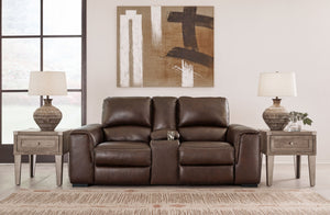  this power reclining loveseat stuns with a combination of soft