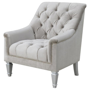 Avonlea - Velvet Upholstered Sloped Arm Chair - Pearl Silver