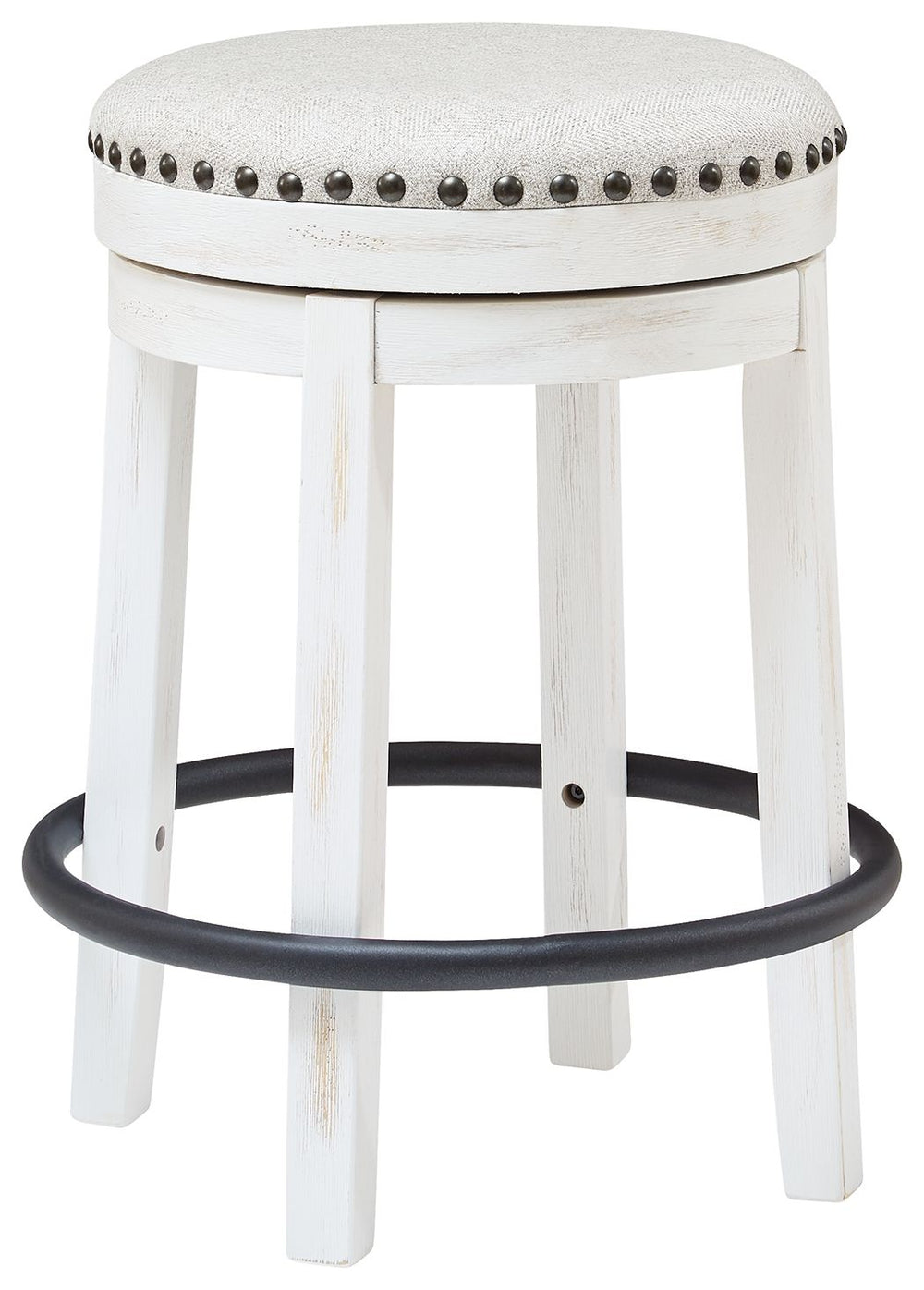 A touch of rustic-industrial style is such a fashion-forward choice, and this swivel stool doesnâ€™t disappoint. Its smooth swivel motion adds function, while nailhead trim brings effortless style. A softly upholstered cushion seat in beige keeps things c