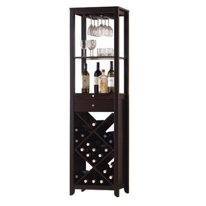 The Austin Wine Cabinet is a contemporary, stylish solution to storing a small wine collection and makes it easier than ever to pop open a bottle of vino when the occasion arises. Display delicate crystal wine glasses at the top in the wine glass rack, a 
