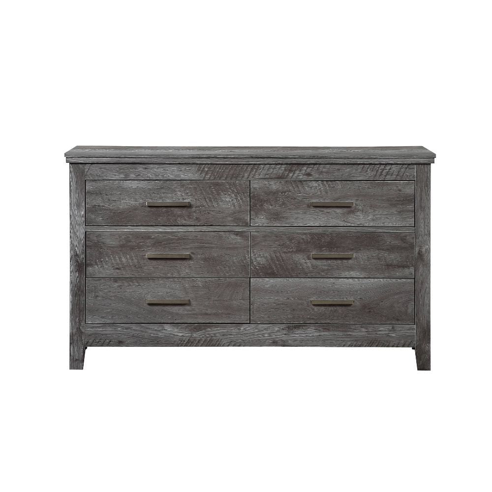 6 Drw Drawer: GLIDE) Undermount Center Metal (1/2 Ext.), DOVETAIL) English, INSIDE) Veneer Lined, Safety Stop Included, Manual-Close, Hardware: Single Pull-Handle<br/><br/><b>Product Features</b><ul><li>Case: 1Pc/1Ctn</li><li>Finish: Rustic Gray Oak</li><