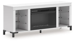 Level up your gaming experience and make movie nights to remember. This TV stand with electric fireplace extends your entertainment beyond the screen. Its built-in fireplace brings the heat, synchronizing with LED backlighting on the shelves. And you can 