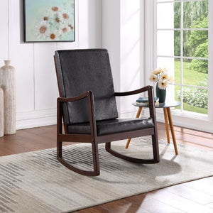 Raina - Rocking Chair - Dark Brown PU & Espresso Finish