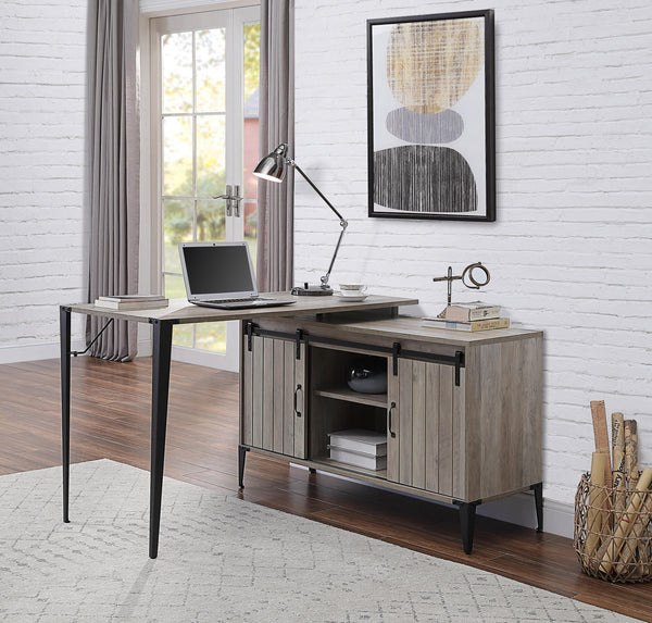 Zakwani - Writing Desk - Gray Oak & Black Finish - Wood