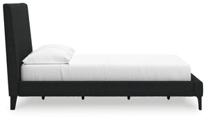 Cadmori - Black - Full Upholstered Bed With Roll Slats