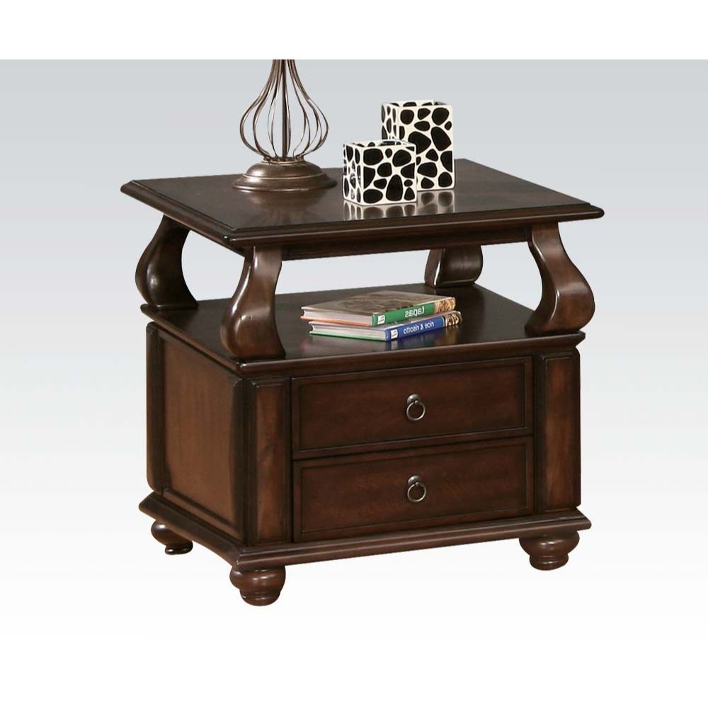 The Amado occasional tables with stylish transitional design will be a great addition for your living room. Constructed with selected woods and veneers in warm walnut finish, features one drawers, and one open storage compartment, it is complemented by wo