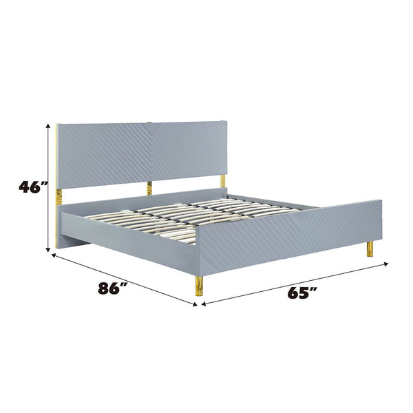 Gaines - Queen Bed - Gray High Gloss Finish