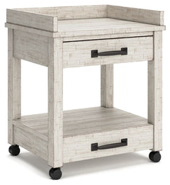 Set on casters for easy mobility, this printer stand rolls out a fresh look in modern farmhouse living. Two smooth-gliding drawers with dovetail construction reflect high quality that never goes out of fashion. Pair of electrical outlets and USB charging 