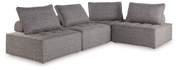 This sectional seeks to bring serenity to your outdoor seating area. Channeling Japandi and casual contemporary aesthetics, its low profile encourages laid-back living without sacrificing sophistication. The included back cushions complete moments of tran