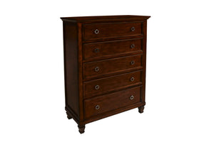 The Tamarack Wood Panel Bed in brown cherry is a true standout, showcasing durable construction with a blend of solid poplar, basswood veneers, and eco-friendly manufactured wood for unmatched strength and longevity. This bed-'s versatile transitional sty