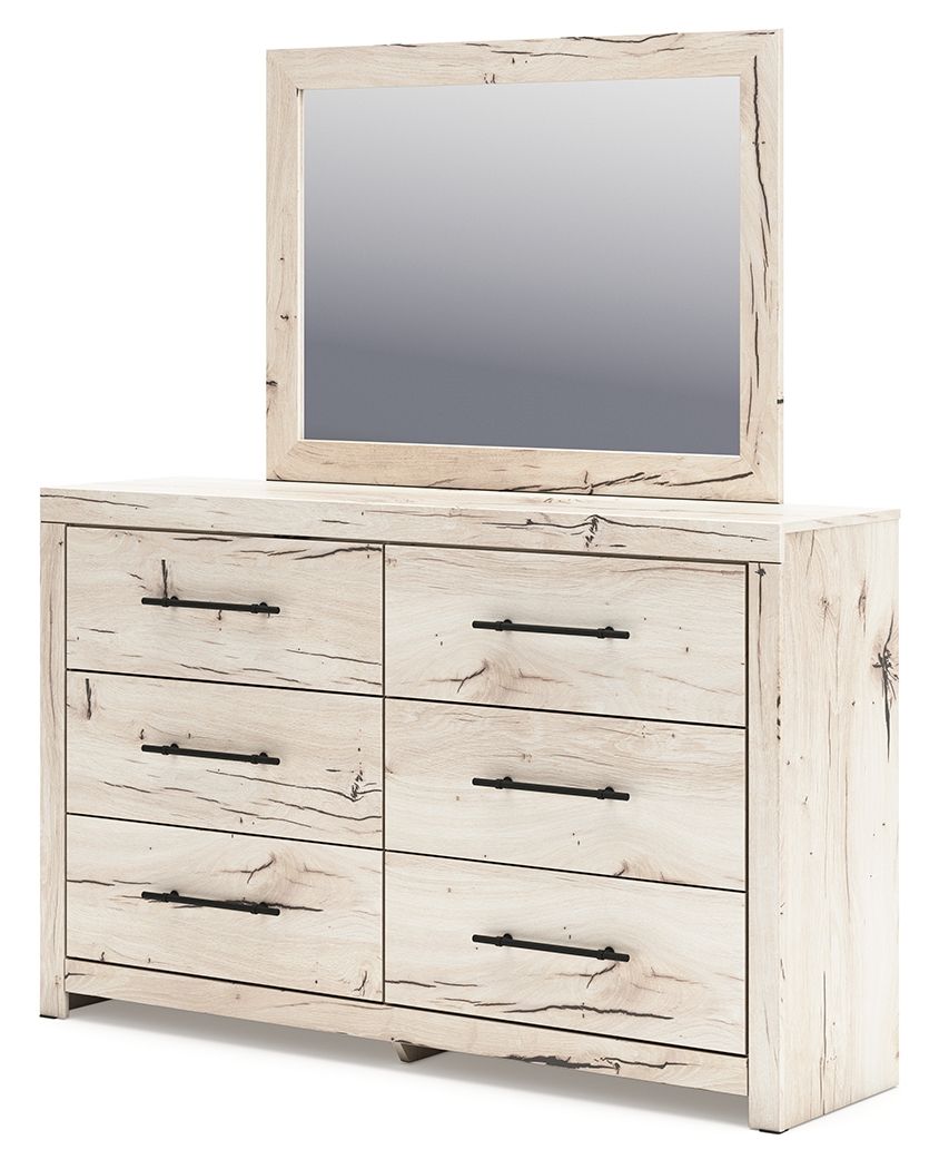 A fresh take on country living, this dresser and mirror set strikes the perfect balance between farmhouse and contemporary. Its rustic white finish and replicated reclaimed oak grain merge effortlessly with the clean-lined look we love today. Spacious dra