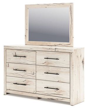  this dresser and mirror set strikes the perfect balance between farmhouse and contemporary. Its rustic white finish and replicated reclaimed oak grain merge effortlessly with the clean-lined look we love today. Spacious dra