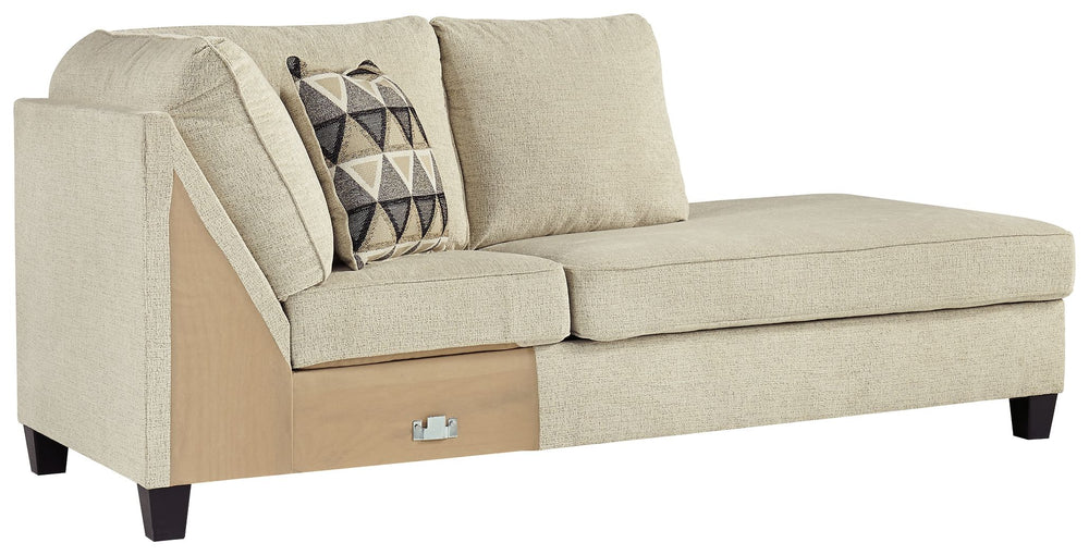 This right-arm facing corner chaise is made with polyester upholstery. Pairs with other items in the series to make a sectional.<br><br><b>Additional Dimensions</b><br><ul><li>Arm height: 27-"</li><li>Leg height: 4.5-"</li><li>Minimum width of doorway for