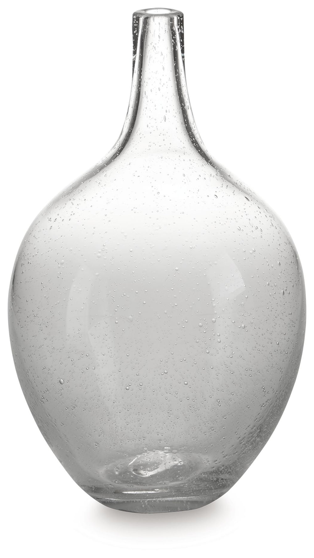 Infuse your shelf, mantel or tabletop with casual charm. Crafted from clear seeded glass, this vase effortlessly captures the essence of weathered beauty. Whether it-'s indoors or outdoors, this vessel is enchantingly simple unadorned or filled with your 