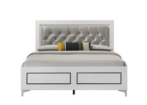 Casilda - Queen Bed - Gray PU & White Finish