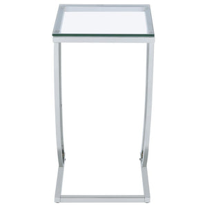 Cayden - Rectangular Glass Top Sofa Side Table - Chrome