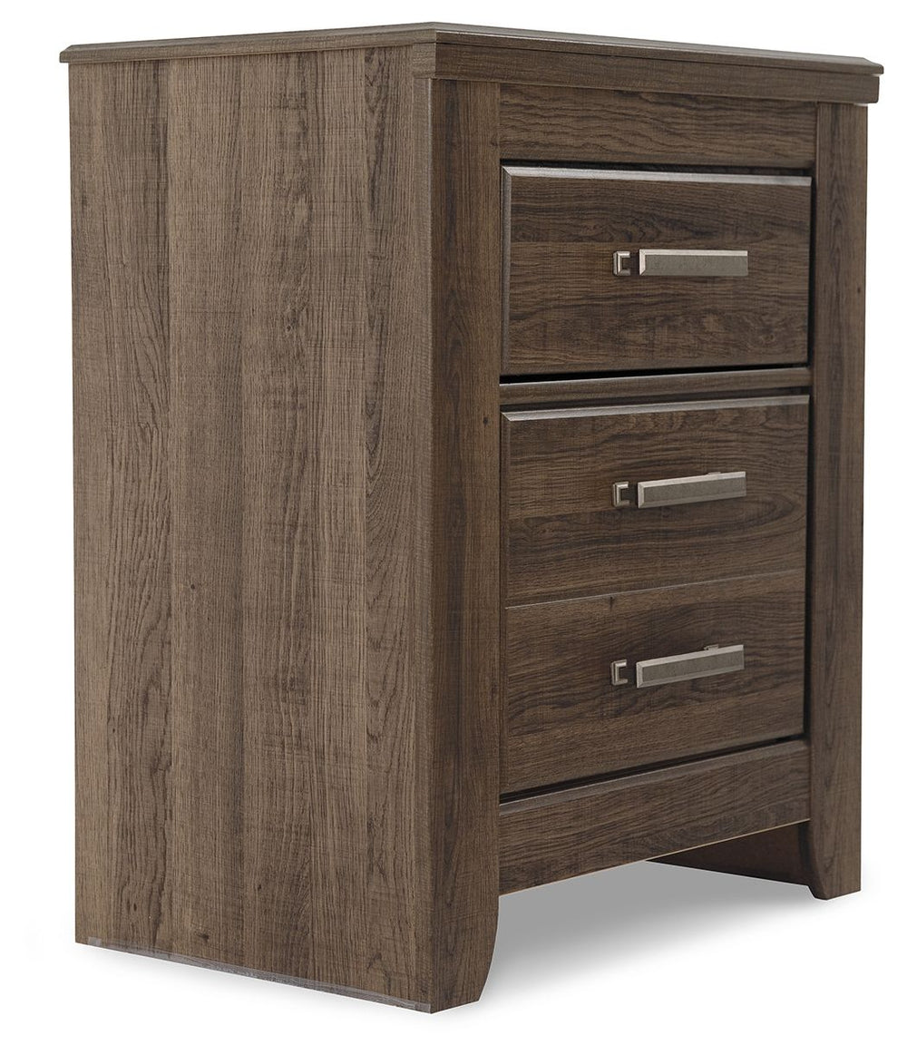 Get the look of posh barn wood without setting foot in a salvage yard. Replicated rough-sawn oak of this nightstand has a vintage finish that is reminiscent of a timeworn family heirloom. Warm, rustic and naturally beautiful, itâ€™s just got that ageless 