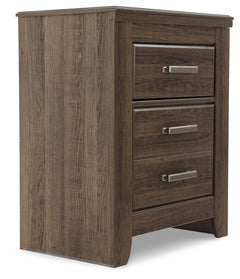 Get the look of posh barn wood without setting foot in a salvage yard. Replicated rough-sawn oak of this nightstand has a vintage finish that is reminiscent of a timeworn family heirloom. Warm, rustic and naturally beautiful, itâ€™s just got that ageless 