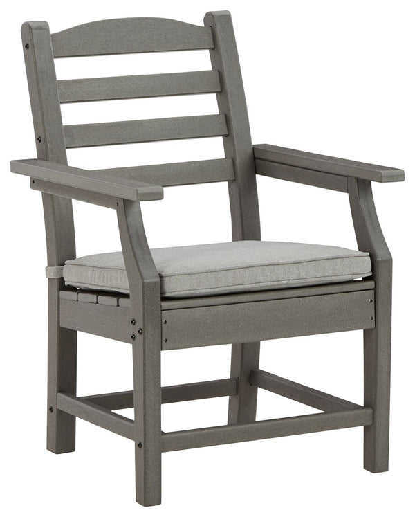Itâ€™s the dawn of a new day for gray. Embrace the style trend with this outdoor arm chair. Crafted of HDPE material that combines the exceptional durability and weather resistance you need with the â€œwood lookâ€ you love, this comfortably cushioned out