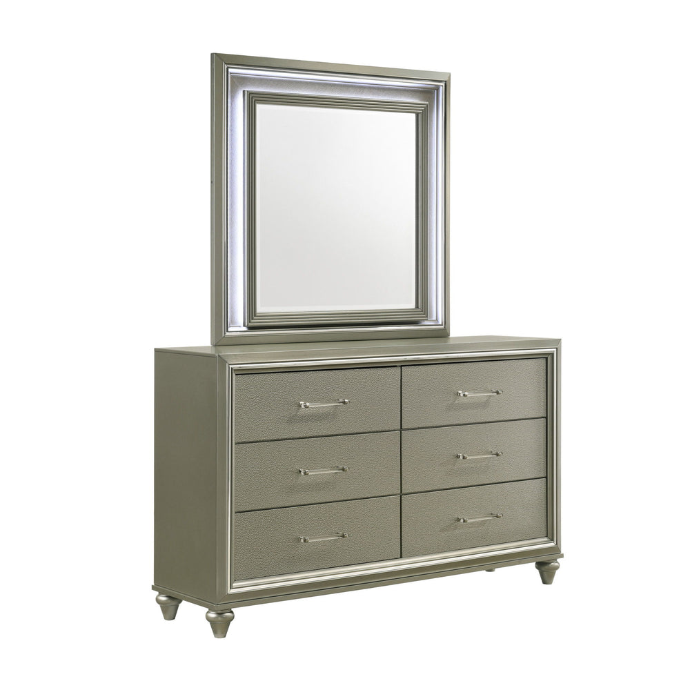 Experience the Lumina Mirror, a sturdy creation crafted from solid Rubberwood for enduring stability. Its sleek High Gloss gray finish accentuates the low distortion mirror glass, adding a touch of sophistication to any space. Illuminate your surroundings