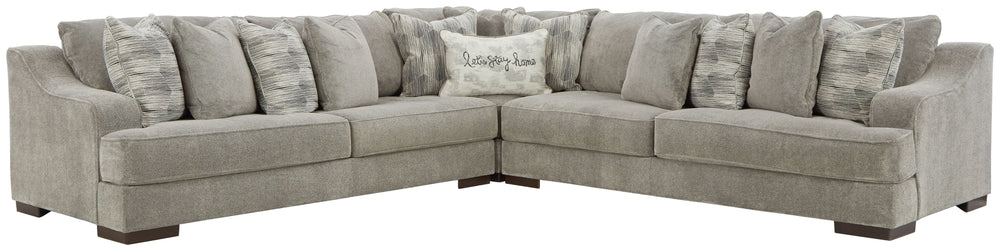 Get a leg up on comfort with this sectional. Sumptuously soft smoke gray upholstery welcomes you with open arms. A versatile performer, this stylish sectional steps in as a contemporary spot for impromptu entertaining. <h4><b>Bayless - Smoke - LAF Sofa</b