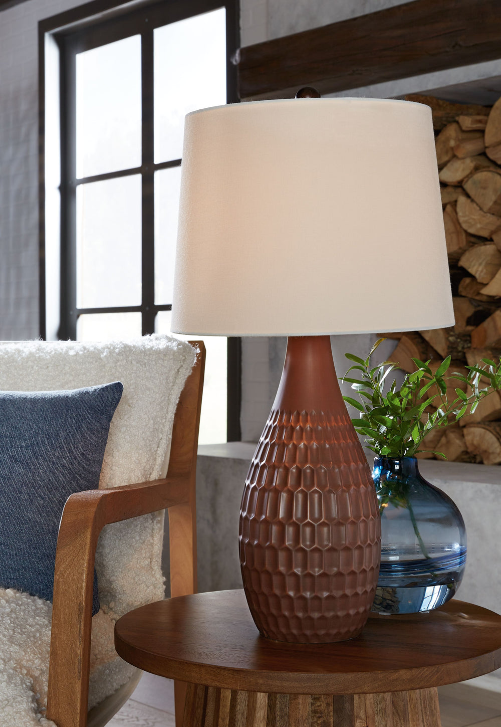 Itâ€™s hard to decide what makes this table lamp set more beautiful. Is it the textured ceramic base, ripe with visual dimension? Or is it the earthy glaze that exudes casual elegance? Either way, it brilliantly brightens entryways, bedrooms and living sp