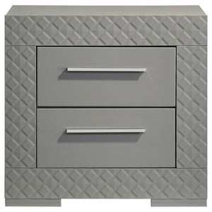  minimalist design. The nightstand includes two spacious drawers